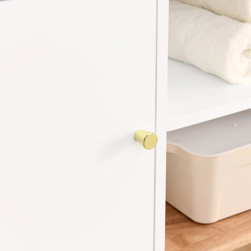 Colorblocking Storage Cabinet with Solid Wood Base & feet, Floor Cabinet