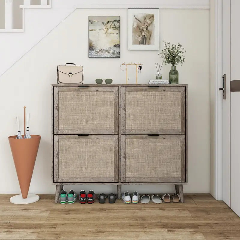 Schuhregal mit 4 Türen, freistehender moderner Schuhschrank, für den Eingangsbereich