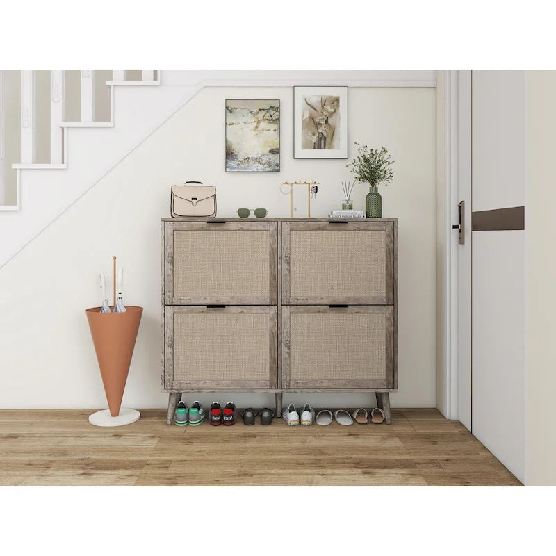 Schuhregal mit 4 Türen, freistehender moderner Schuhschrank, für den Eingangsbereich