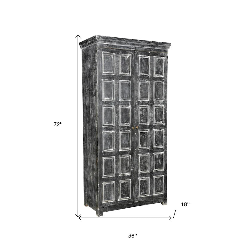 72" Dark Gray Solid Wood Pantry Storage Closet - 36W x 72H x 18D