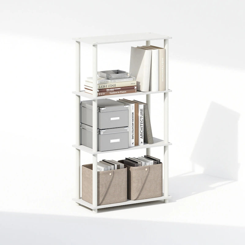 4-Tier Multipurpose Shelf Display Rack, Shelving Unit, Bookcase, White/White