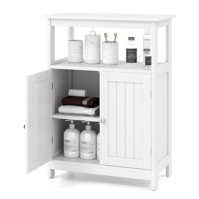 Bathroom Floor Cabinet Freestanding Storage Organizer with 2 Doors