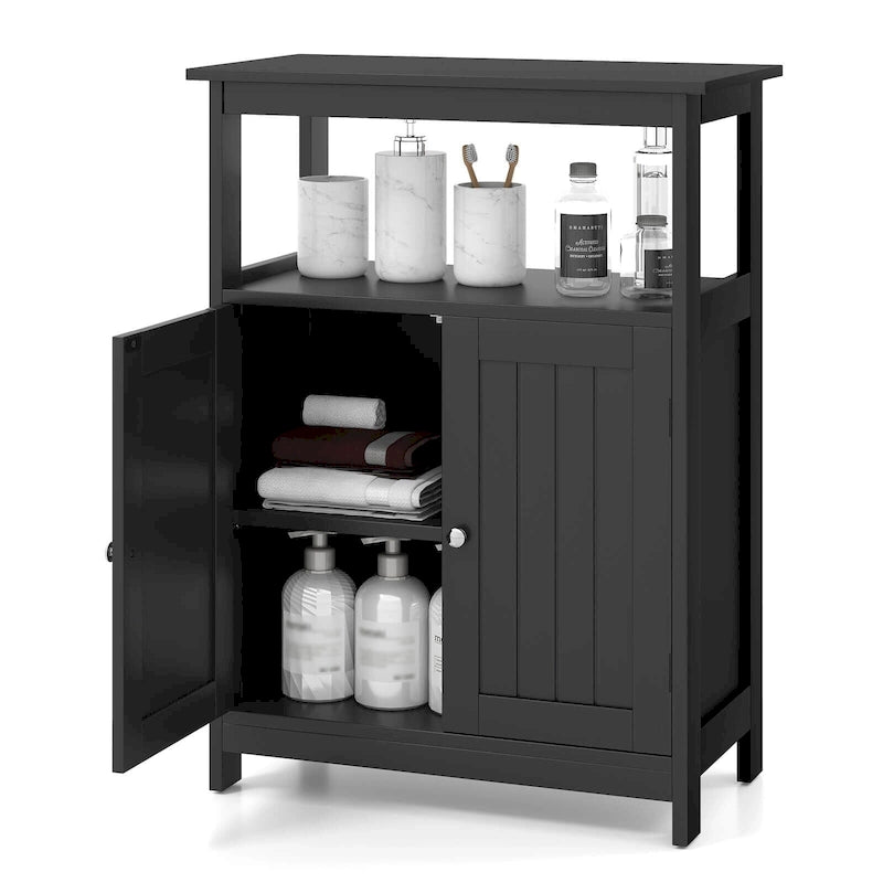 Bathroom Floor Cabinet Freestanding Storage Organizer with 2 Doors