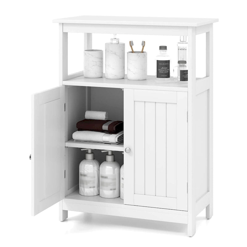 Bathroom Floor Cabinet Freestanding Storage Organizer with 2 Doors
