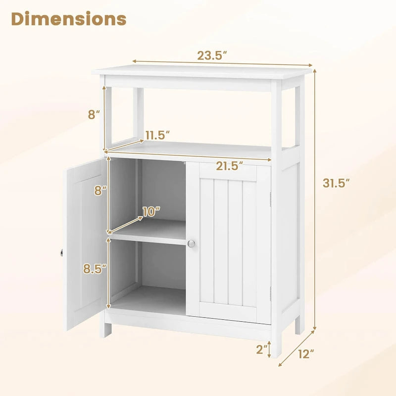 Bathroom Floor Cabinet Freestanding Storage Organizer with 2 Doors