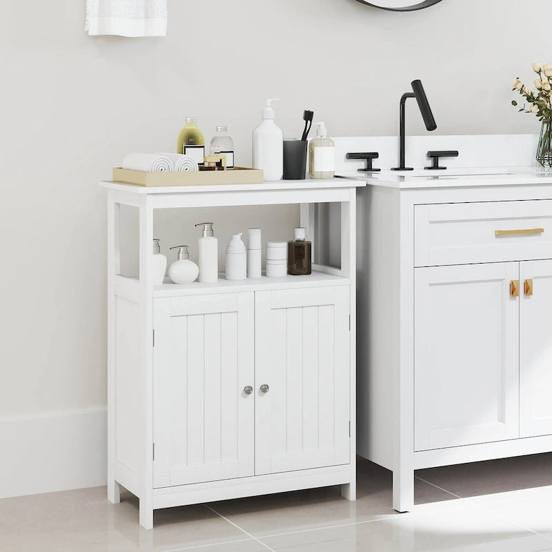 Bathroom Floor Cabinet Freestanding Storage Organizer with 2 Doors