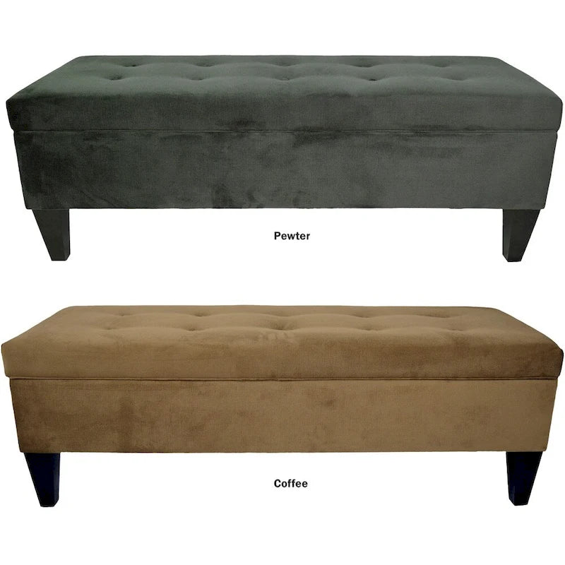 10-Button Tufted Long Storage Bench Ottoman