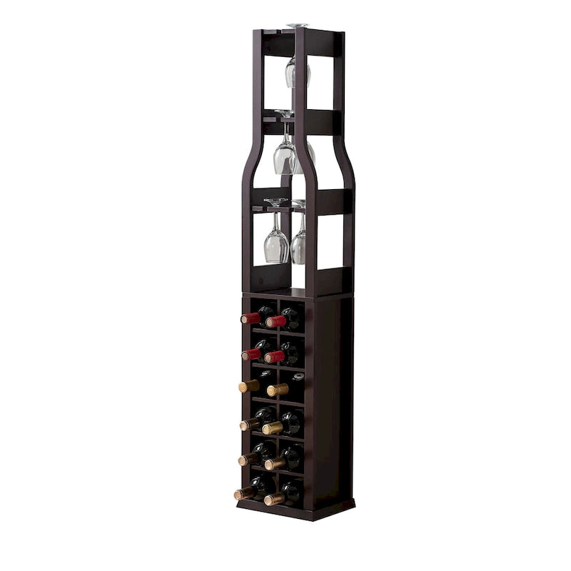 Weinkellerregal – Weinregal für 12 Flaschen mit Weinglashalter, Kirsche