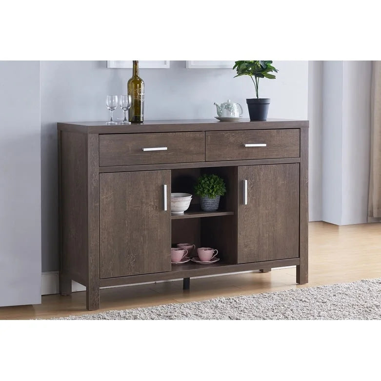 47W Sideboard Storage Cabinet with Two Cabinets, Two Drawers, Two Open Shelves