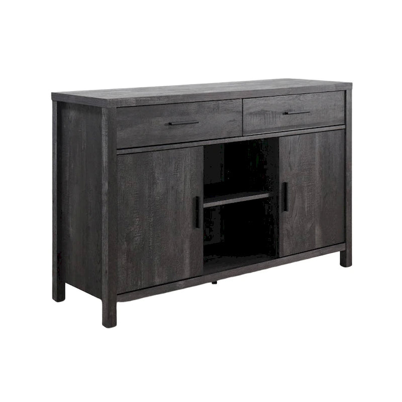 Sideboard-Aufbewahrungsschrank, 120 cm breit, mit zwei Schränken, zwei Schubladen, zwei offenen Regalfächern