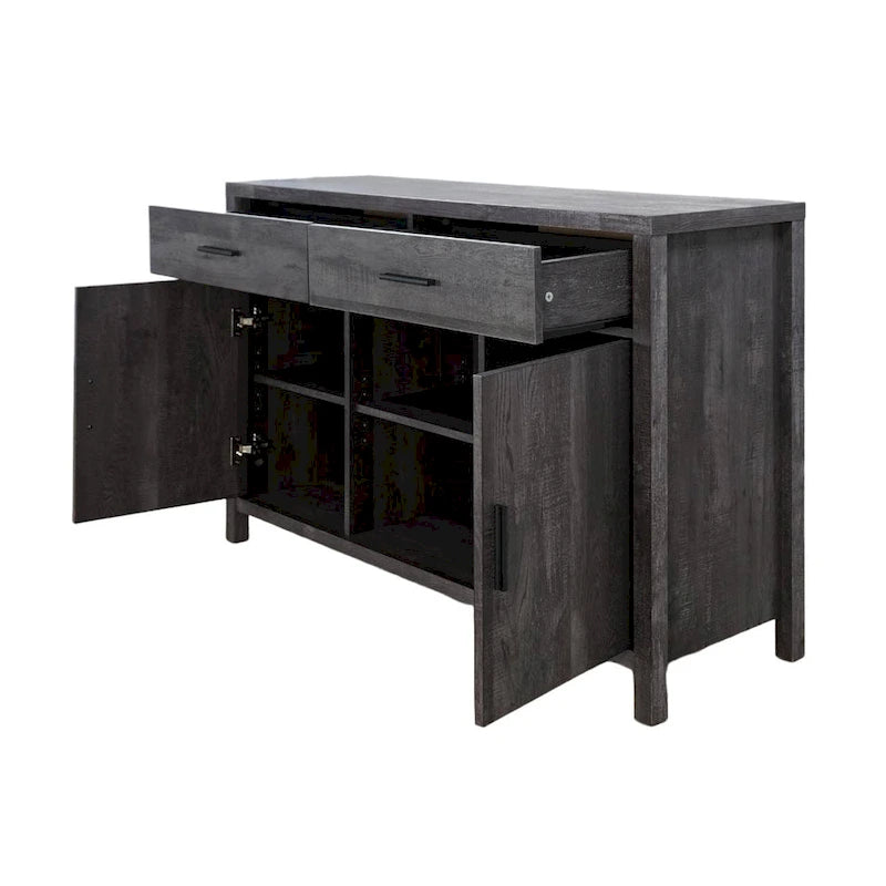 47W Sideboard Storage Cabinet with Two Cabinets, Two Drawers, Two Open Shelves