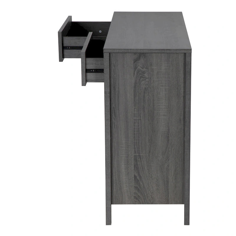 Sideboard-Aufbewahrungsschrank, 120 cm breit, mit zwei Schränken, zwei Schubladen, zwei offenen Regalfächern