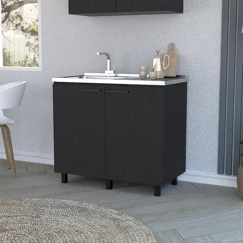 39" Double Door Utility Sink with Cabinet - Stainless Steel
