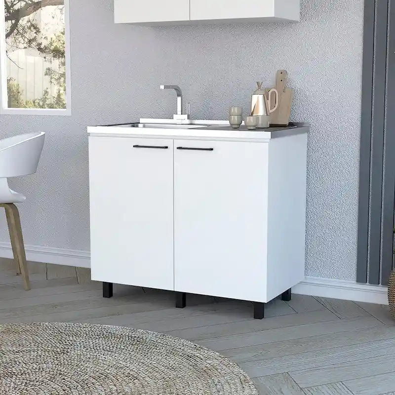 39" Double Door Utility Sink with Cabinet - Stainless Steel