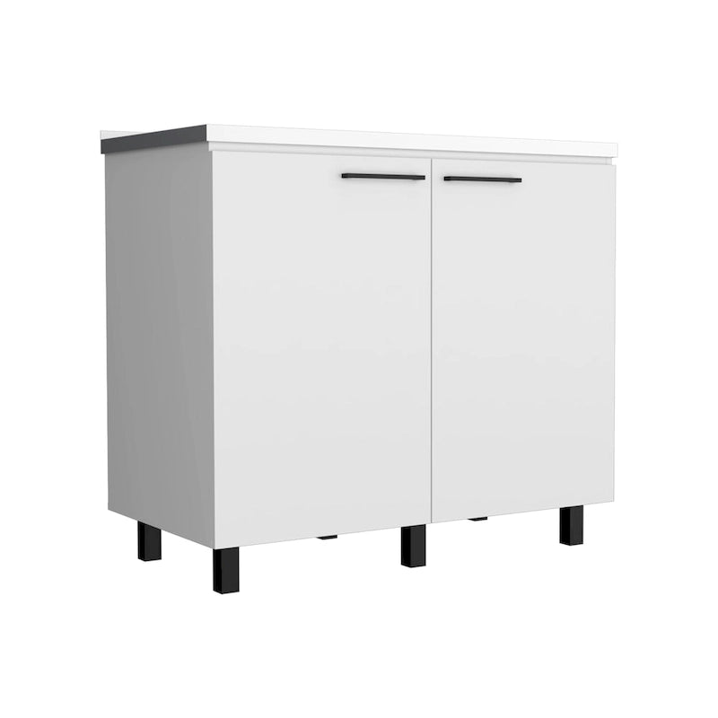 39" Doppelwaschbecken mit Schrank - Edelstahl