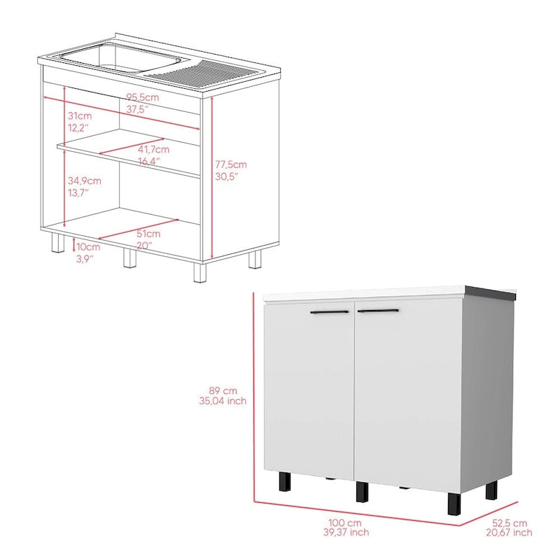 39" Double Door Utility Sink with Cabinet - Stainless Steel