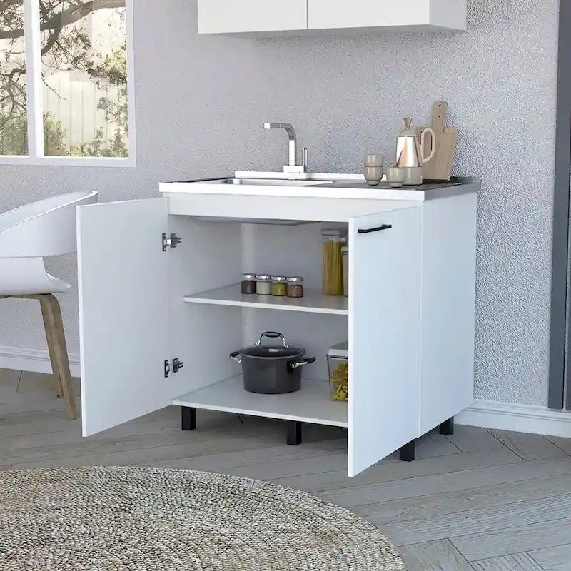 39" Double Door Utility Sink with Cabinet - Stainless Steel