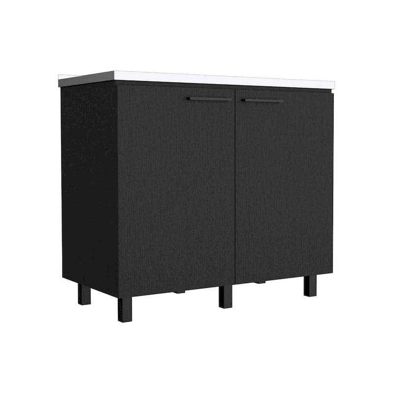 39" Doppelwaschbecken mit Schrank - Edelstahl