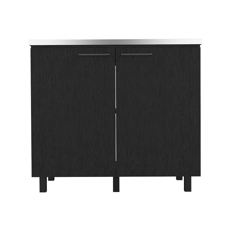 39" Doppelwaschbecken mit Schrank - Edelstahl