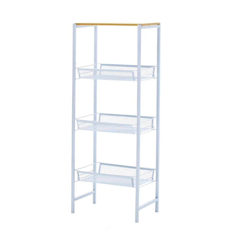 3-Tier Storage Shelves with Mesh Trays and Metal Frame