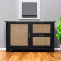 50" schwarzes Massivholz-Sideboard mit zwei Schubladen