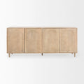 Hellbraunes Massivholz-Sideboard mit gemusterten Türen – 71.75B x 30H x 15T