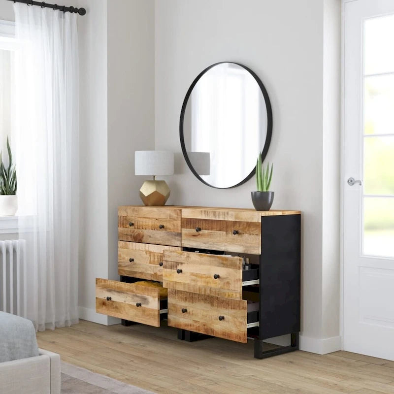 Industrial Wood Cabinet Storage Accent Sideboard Console with Drawers