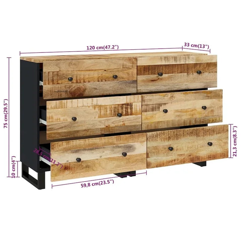 Industrieller Holzschrank, Aufbewahrung, Akzent, Sideboard, Konsole mit Schubladen