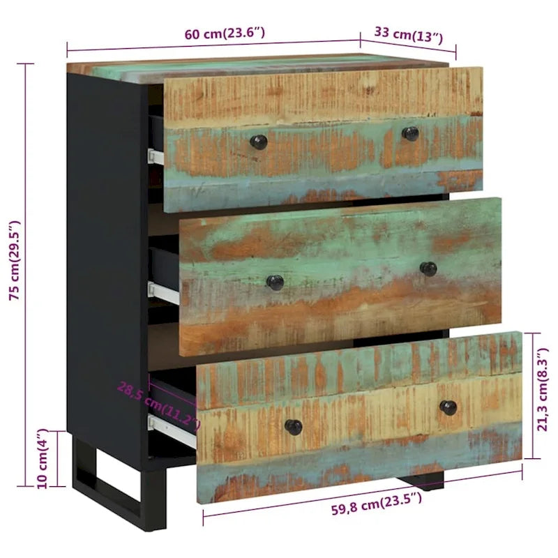 Industrieller Holzschrank, Aufbewahrung, Akzent, Sideboard, Konsole mit Schubladen