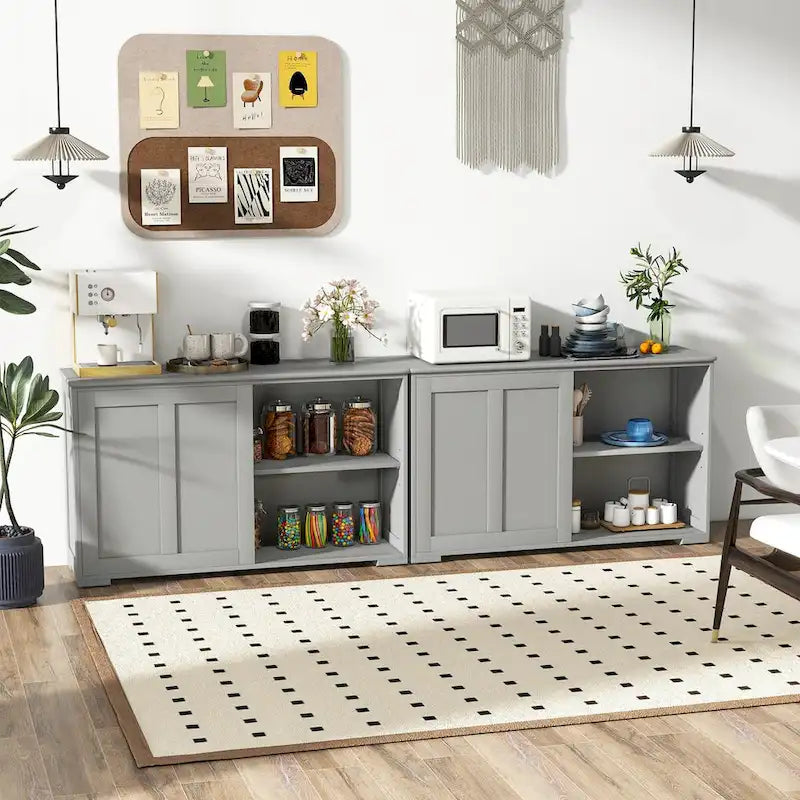 Antikes stapelbares Küchen-Sideboard mit höhenverstellbarem Regal – 42 x 13 x 23,5 (L x B x H)
