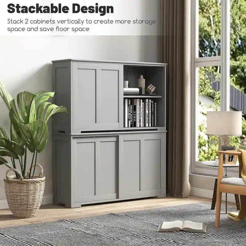 Antikes stapelbares Küchen-Sideboard mit höhenverstellbarem Regal – 42 x 13 x 23,5 (L x B x H)