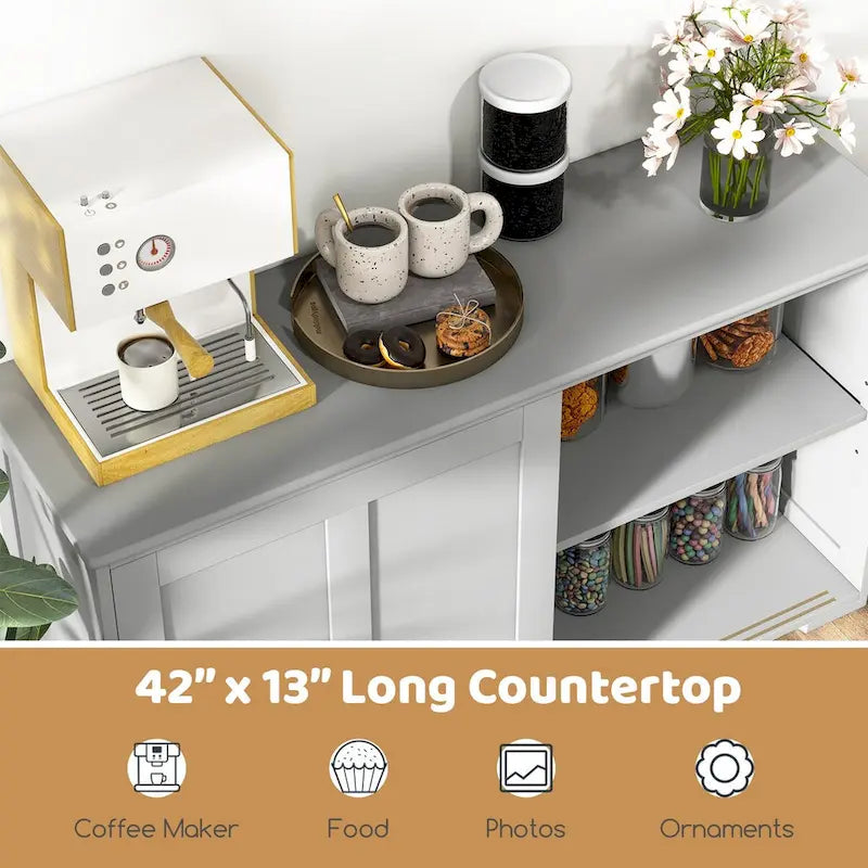 Antikes stapelbares Küchen-Sideboard mit höhenverstellbarem Regal – 42 x 13 x 23,5 (L x B x H)