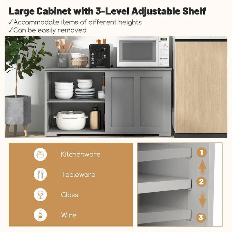 Antikes stapelbares Küchen-Sideboard mit höhenverstellbarem Regal – 42 x 13 x 23,5 (L x B x H)