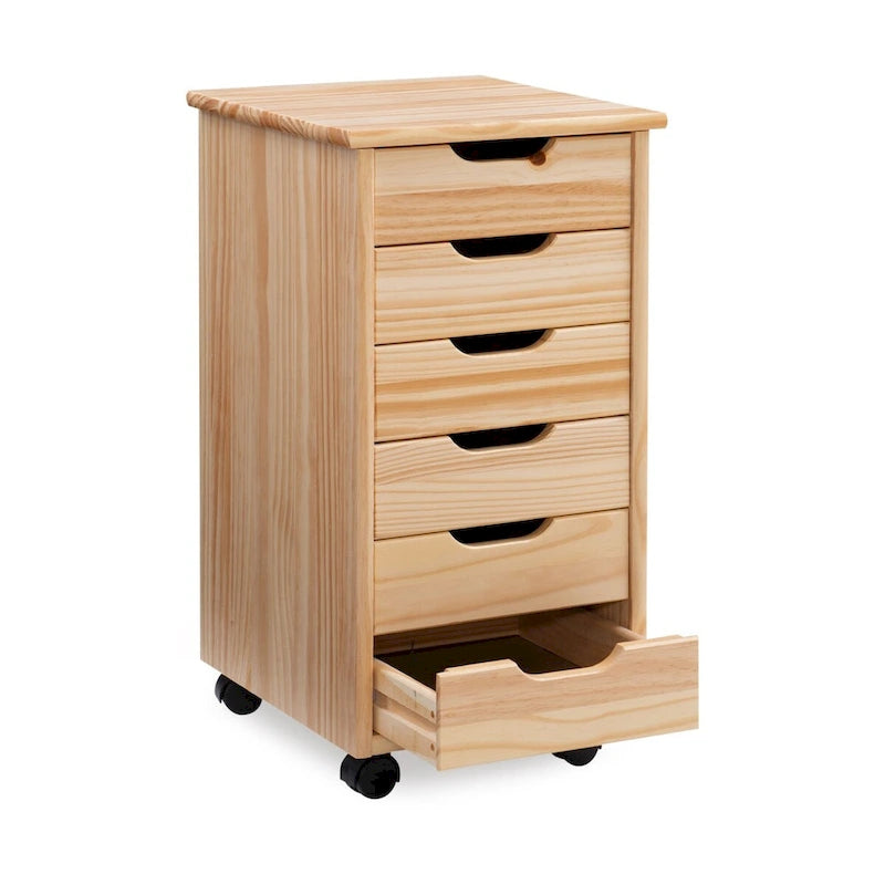 26 Naturbrauner rollbarer Aufbewahrungsschrank mit 6 Schubladen