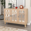 Sideboard mit Glastüren, verspiegelter Anrichtenschrank mit 3 Türen