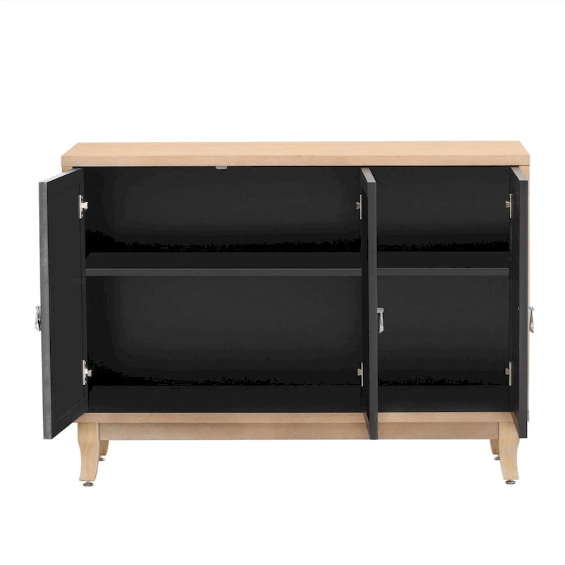 Sideboard mit Glastüren, verspiegelter Anrichtenschrank mit 3 Türen