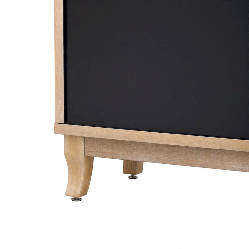 Sideboard mit Glastüren, verspiegelter Anrichtenschrank mit 3 Türen
