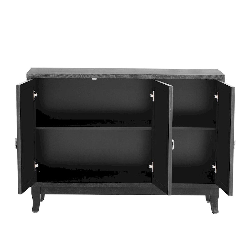 Sideboard mit Glastüren, verspiegelter Anrichtenschrank mit 3 Türen