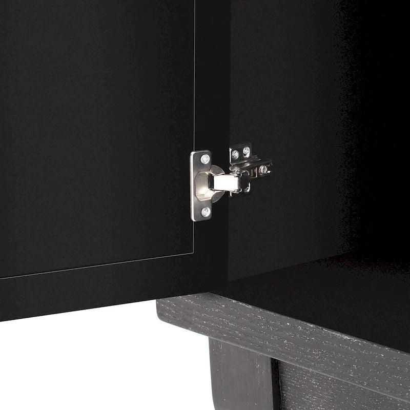 Sideboard mit Glastüren, verspiegelter Anrichtenschrank mit 3 Türen