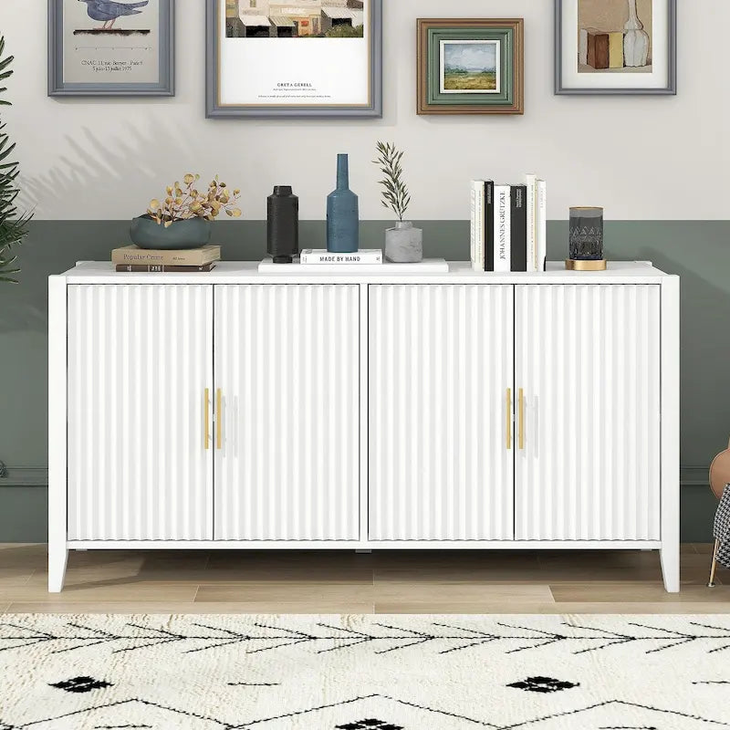 Akzent-Sideboard Holzschrank mit Metallgriffen