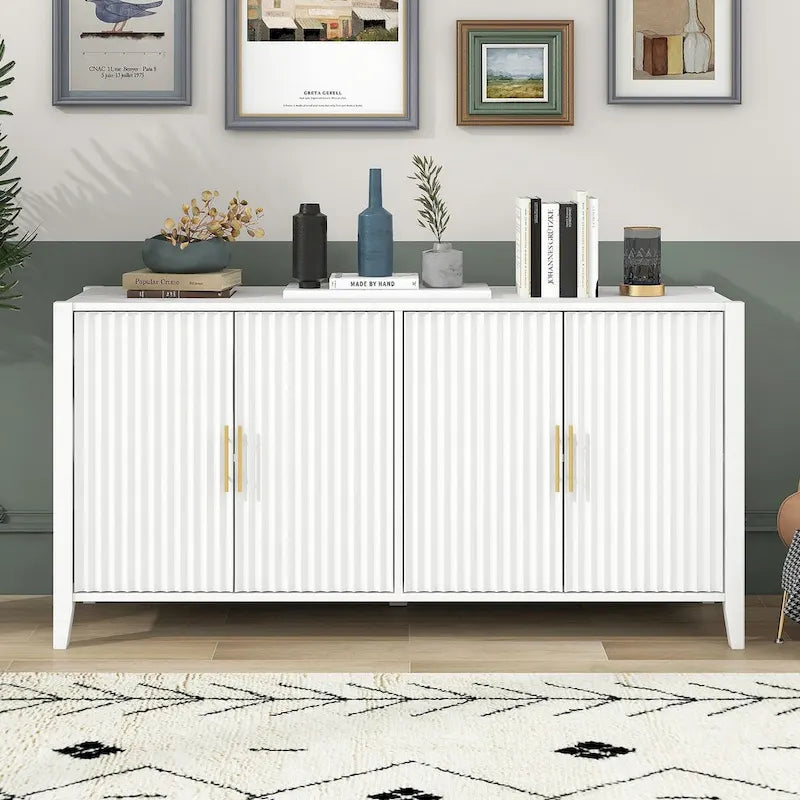 Akzent-Sideboard Holzschrank mit Metallgriffen
