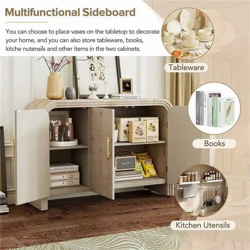 47.2W Sideboard mit goldenen Griffen und verstellbaren Einteilern - N/A