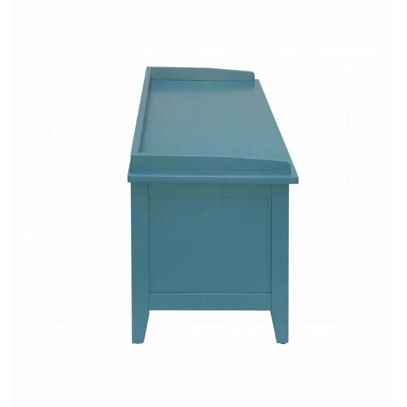 Rectangular Wooden Bench with Storage Basket, Blue