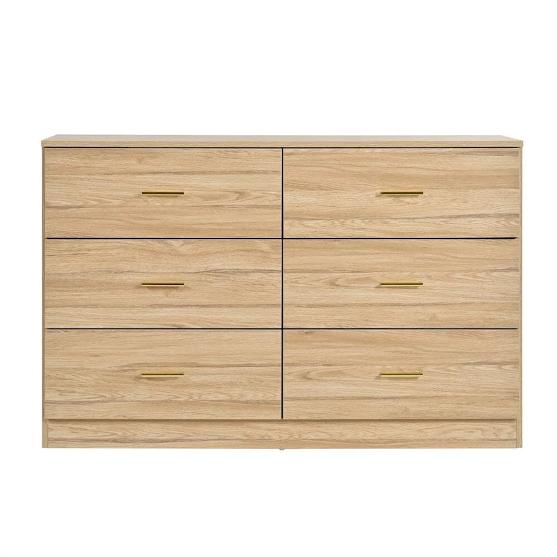 Moderne Naturholz-Kommode mit 6 Schubladen