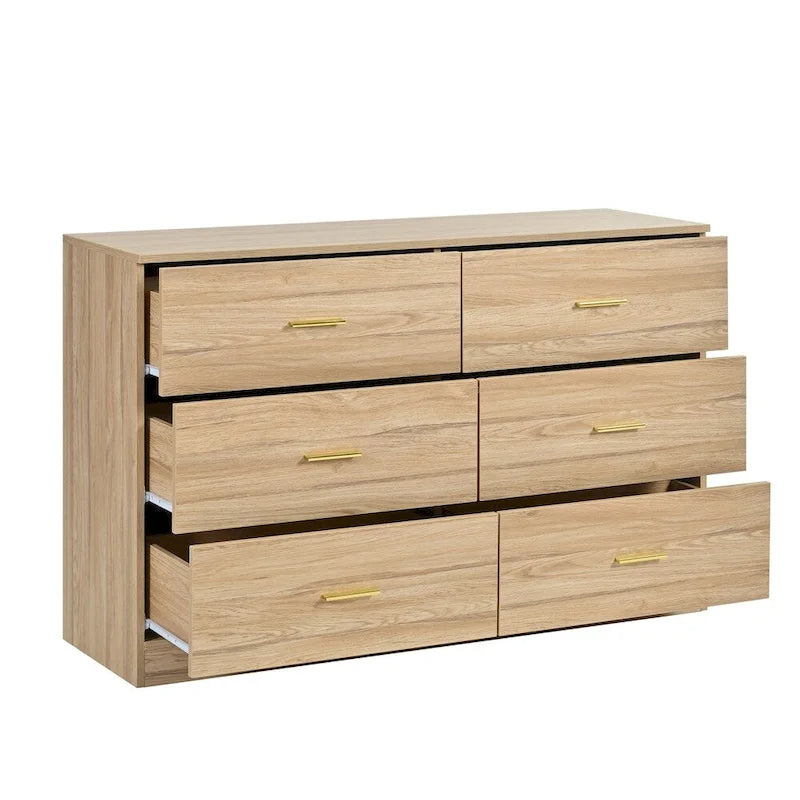 Moderne Naturholz-Kommode mit 6 Schubladen