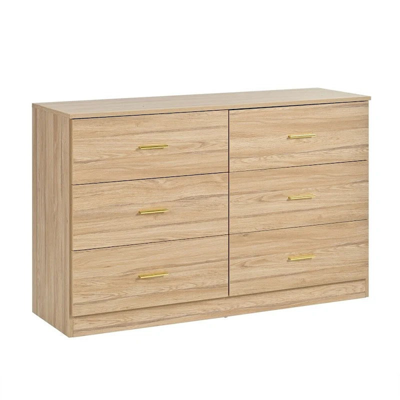 Moderne Naturholz-Kommode mit 6 Schubladen
