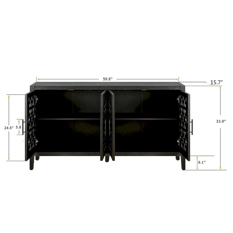 Hollow Four Door Antique Cabinet,American Country Style