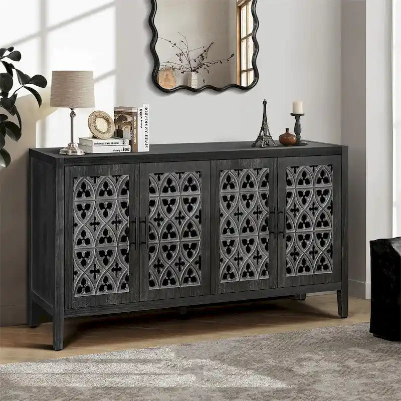 Hollow Four Door Antique Cabinet,American Country Style