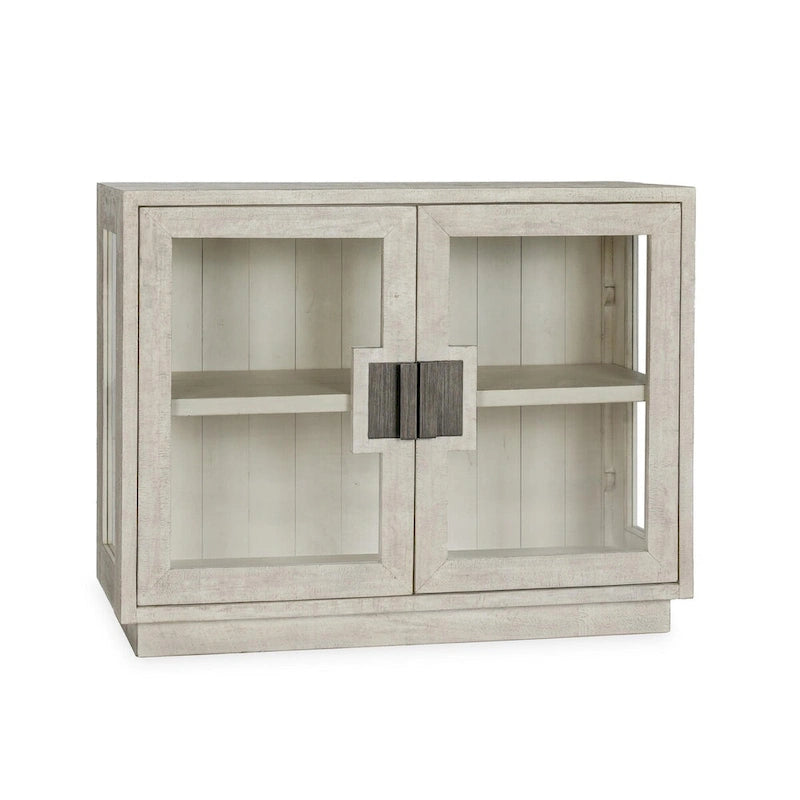 Zweitüriger Glas- und Eichenschrank