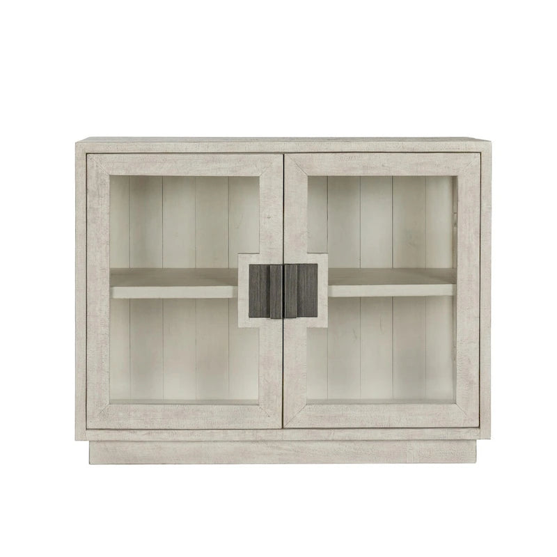 Zweitüriger Glas- und Eichenschrank
